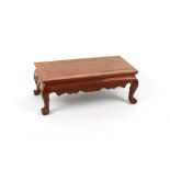 A late 19th / early 20th century Chinese carved hardwood possibly huanghuali kang table, 30.5ins. (