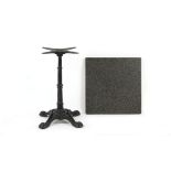 Property of a gentleman - a black painted cast metal garden table with square granite top, 23.