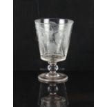 Property of a lady - a large mid 19th century engraved glass rummer, 7.5ins. (19cms.) high.