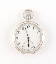 The Henry & Tricia Byrom Collection - a silver open faced pocket watch, keyless wind, the movement