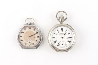 The Henry & Tricia Byrom Collection - a nickel cased open faced pocket watch, keyless wind, the dial
