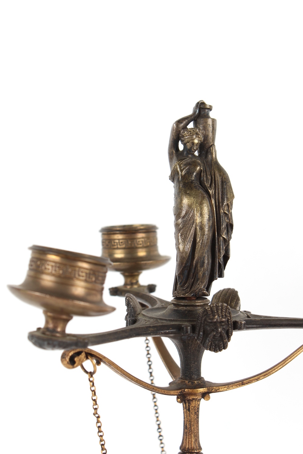 Property of a lady - a pair of late 19th century French silvered metal & gilt brass three light - Image 4 of 4