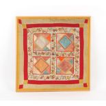 Property of a lady - a patchwork square panel, probably 19th century, 40.75 by 40.5ins. (103.5 by