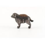 Property of a lady - an Edwardian silver novelty pin cushion modelled as a Newfoundland dog or a St.