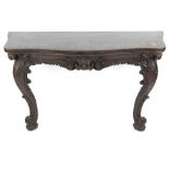 Property of a gentleman - a 19th century carved & grained wood serpentine fronted console table with