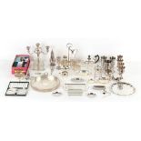 Property of a deceased estate - a quantity of silver plated items including a three piece tea set;