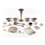 Property of a lady - a bag containing assorted silver & silver mounted items including a set of four