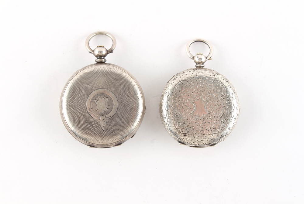 The Henry & Tricia Byrom Collection - two 19th century silver mid size pocket watches, with - Image 2 of 2