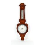 Property of a deceased estate - an early 20th century Art Nouveau mahogany cased aneroid barometer &