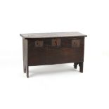 Property of a gentleman - a late 17th century oak coffer, with thumbnail mouldings, 43.9ins. (111.