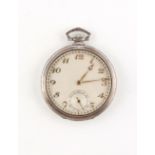 The Henry & Tricia Byrom Collection - a Swiss silver cased pocket watch, keyless wind, with arabic
