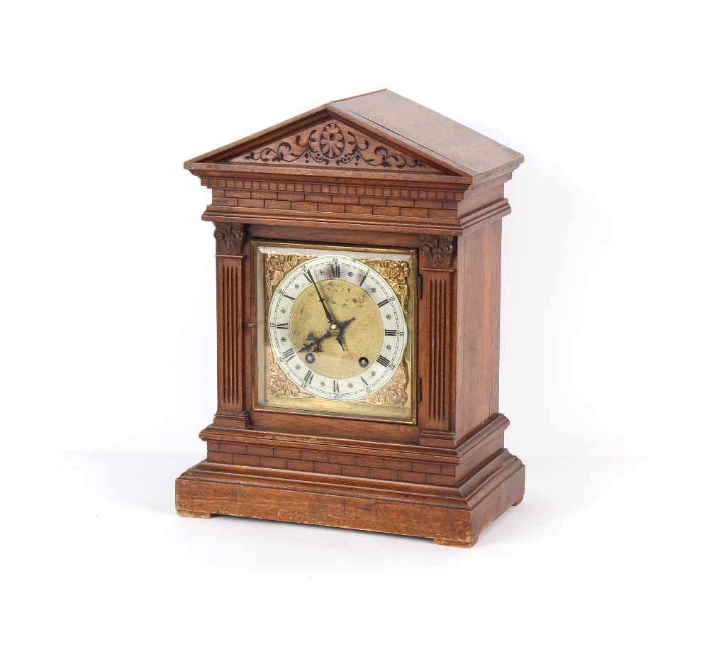 Property of a deceased estate - a walnut cased mantel clock, the Winterhalder & Hofmeier 8-day