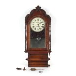Property of a gentleman - a 19th century walnut & parquetry banded 30-hour striking wall clock,