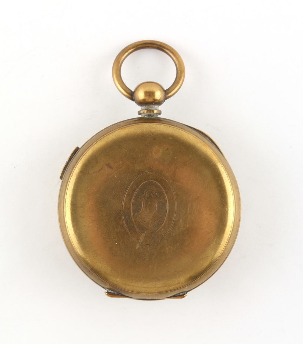 The Henry & Tricia Byrom Collection - a brass open faced centre seconds chronograph pocket watch, - Image 3 of 3