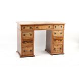 Property of a lady - a Victorian burr walnut & figured walnut twin pedestal desk, with leather inset