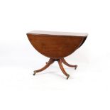 Property of a lady - a mahogany oval drop-leaf pedestal table, the top 18th century, the base 19th