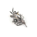 A very large & impressive 19th century diamond floral spray brooch with bee & flowerhead en