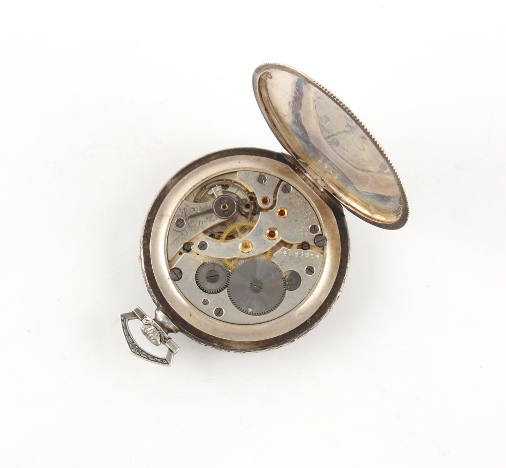 The Henry & Tricia Byrom Collection - a Swiss silver cased pocket watch, keyless wind, with arabic - Image 2 of 3