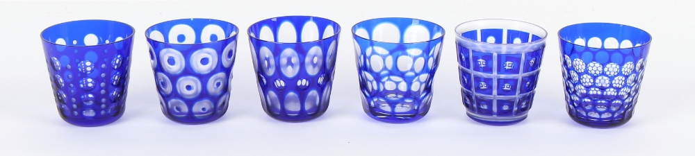 Property of a gentleman - Christian Dior - six blue flashed glass tumblers (6).