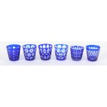 Property of a gentleman - Christian Dior - six blue flashed glass tumblers (6).