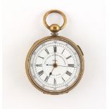 The Henry & Tricia Byrom Collection - a brass open faced centre seconds chronograph pocket watch,