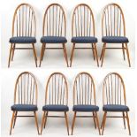 Property of a lady - a set of eight Ercol elm seated hoop-back dining chairs in the Quaker style,