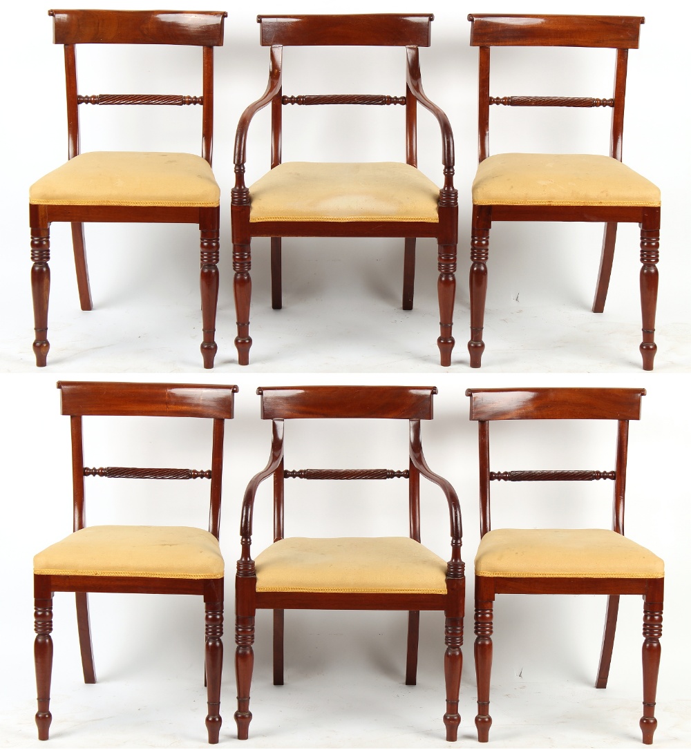 Property of a deceased estate - a set of six Regency style mahogany rope-back dining chairs