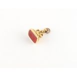 Property of a gentleman - a large 19th century unmarked yellow gold (tests 15ct) & carnelian agate