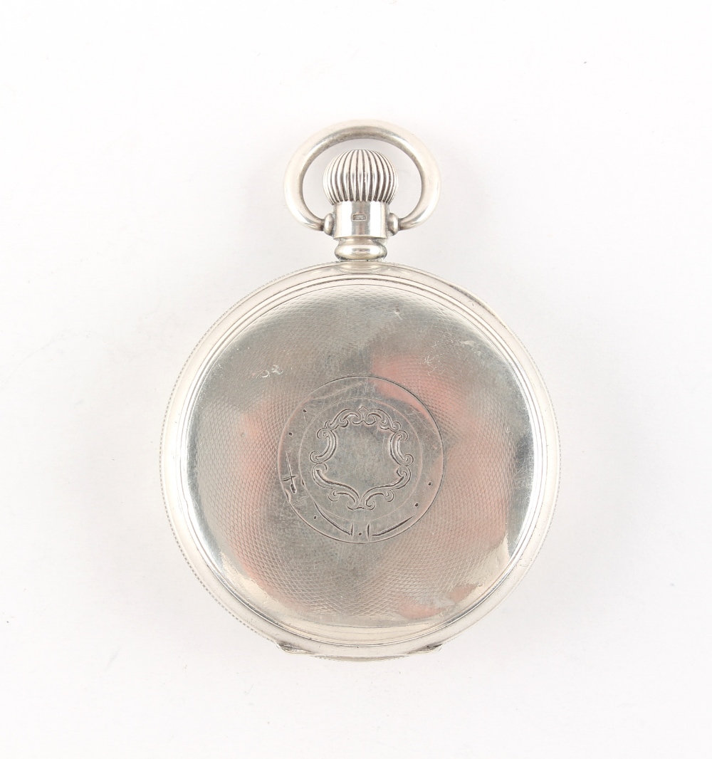 The Henry & Tricia Byrom Collection - a silver open faced pocket watch, keyless wind, the movement - Image 3 of 3