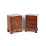 Property of a deceased estate - a pair of mahogany bedside chests of drawers, with hand-cut