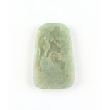 Property of a lady - a Chinese carved jadeite pendant, Qing Dynasty, one side carved with a lion cub