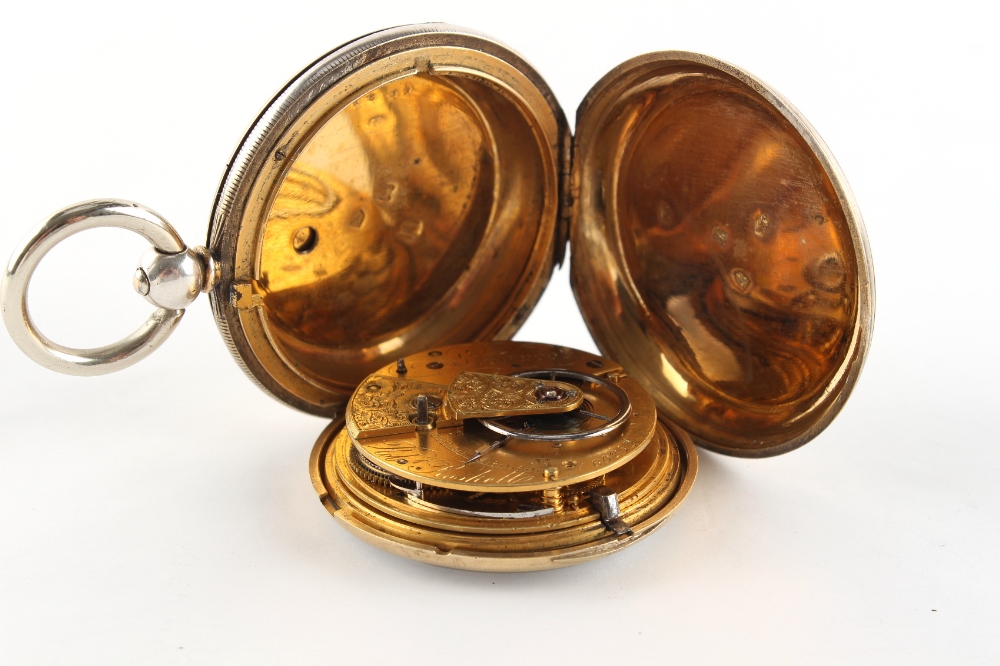 The Henry & Tricia Byrom Collection - a mid 19th century silver hunter cased pocket watch, with gilt - Image 3 of 4