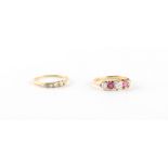 Property of a deceased estate - an 18ct yellow gold ruby & diamond five stone ring, the estimated