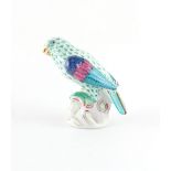 Property of a deceased estate - a Herend fishnet model of a Parrot or Parakeet, 7.8cms. high.