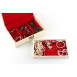 Property of a deceased estate - a jewellery box containing assorted costume jewellery including