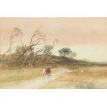 Property of a lady - English school, late 19th / early 20th century - AUTUMN LANDSCAPE WITH FIGURES
