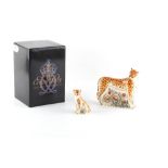Property of a deceased estate - a Royal Crown Derby Cheetah paperweight, with gold stopper, with