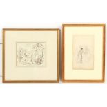 Property of a gentleman of title - two late 18th / early 19th century ink drawings, in glazed gilt