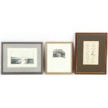 Property of a gentleman of title - three assorted framed pictures including a wood engraving by