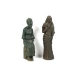 Property of a gentleman - a 'bronzed' pottery or reconstituted stone figure of a standing lady, 23.