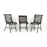 Property of a gentleman - a set of three French Arras or Arras style wrought iron side chairs,