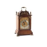 Property of a lady - a late 19th century mahogany cased table clock timepiece, with fusee