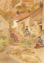 Property of a gentleman - William Egerton Hine (1851-1926) - FISHERFOLK OUTSIDE COTTAGES -