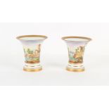 Property of a lady - a pair of mid 19th century French porcelain vases with separate bases, each
