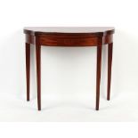 Property of a lady - a George III style mahogany & inlaid shaped front foldover tea table, with