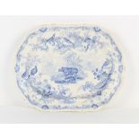 Property of a gentleman - an early 19th century blue & white transfer printed meat plate decorated