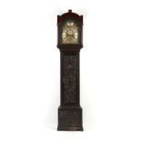 Property of a deceased estate - a George III oak later carved 8-day striking longcase clock, with