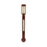 Property of a gentleman - a 19th century mahogany stick barometer, with ivory scales, inscribed