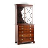 Property of a lady - a George III mahogany secretaire bookcase, with dentil cornice above two