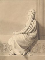 Property of a gentleman of title - John Flaxman R.A. (1755-1826) - LADY IN CONTEMPLATION - grey wash